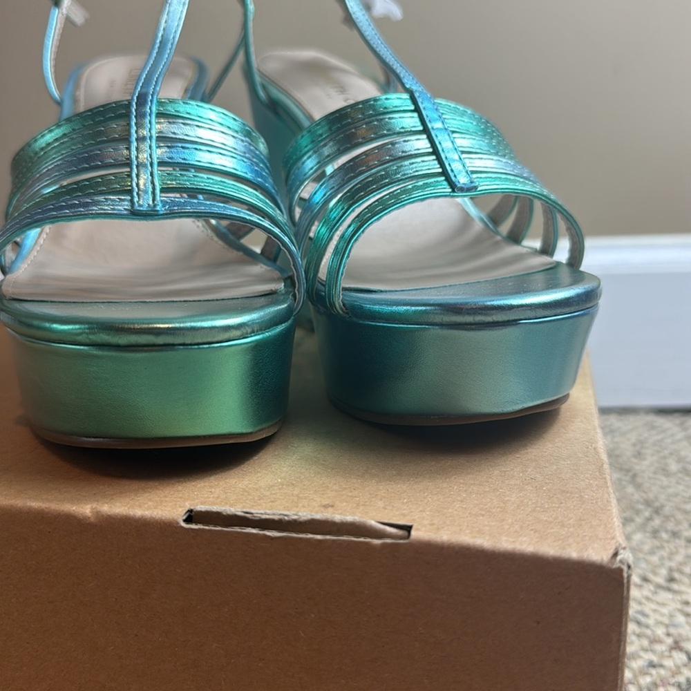 NWOT - Kenneth Cole New York, Celia Platform Wedges, Ocean Blue/Green, 6.5 - Picture 9 of 16